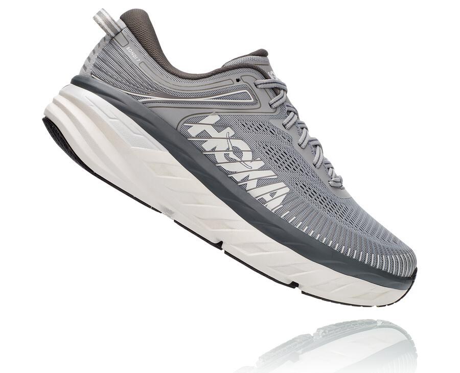 Running Shoes Mens - Hoka One One Bondi 7 - Grey - RNLCYMG-78